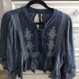 FREE PEOPLE EMBROIDERED BLOUSE SIZE M